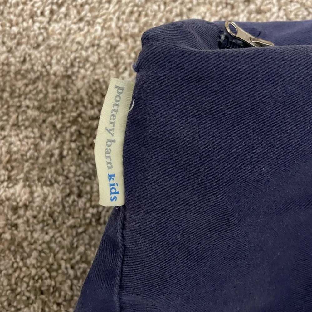 Pottery Barn My First Anywhere Chair Dark Blue Slipcover. Embroidered “Truett”.